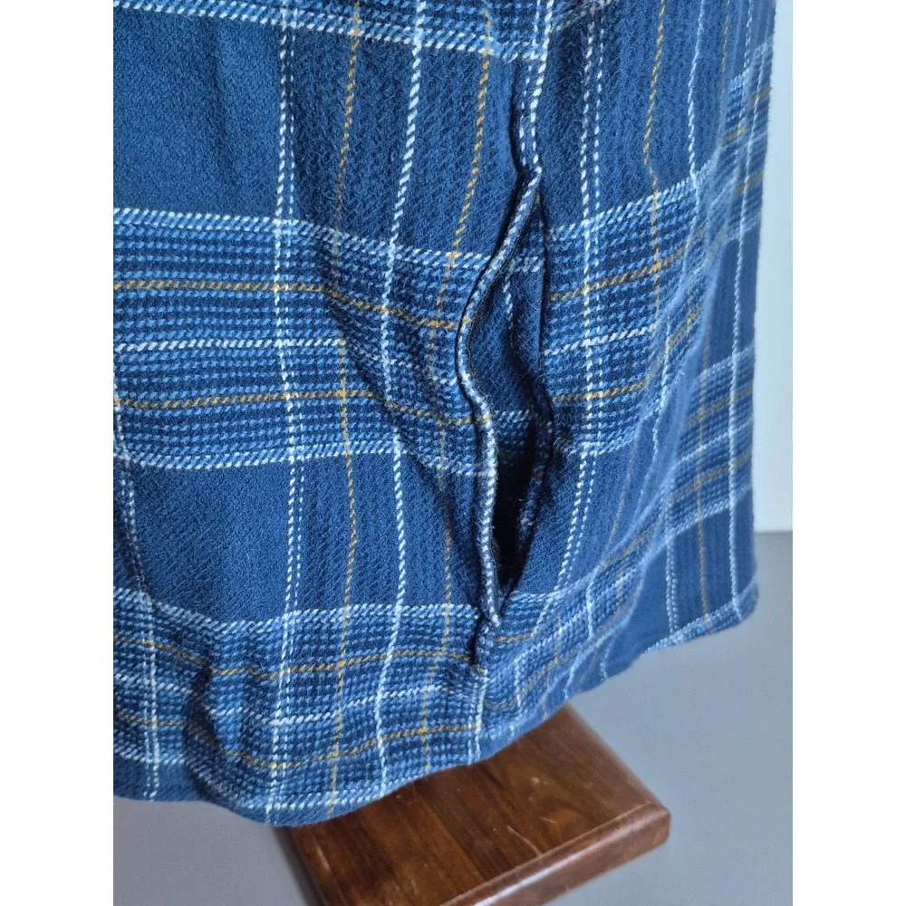 Orvis Mens Flannel Double Chest Pocket Shirt Jacket XL Blue White Brown